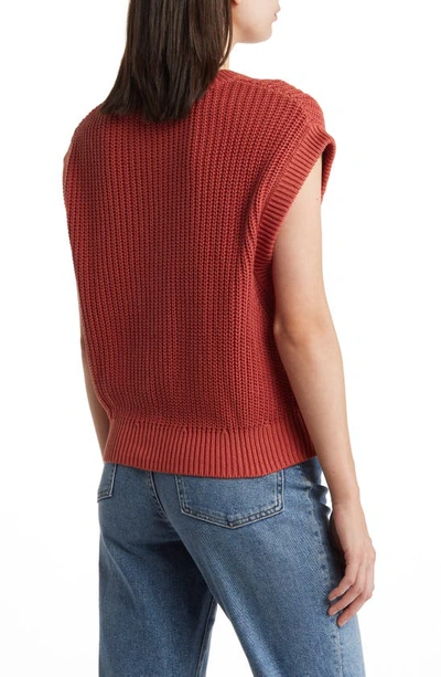 Shop Marine Layer Devon Cotton Sweater Vest In Henna