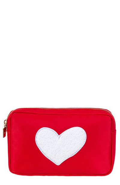 Shop Bloc Bags Medium Heart Cosmetic Bag In Red