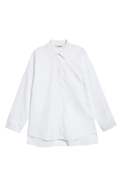 Shop Max Mara Lodola Long Sleeve Cotton Oxford Trapeze Shirt In White