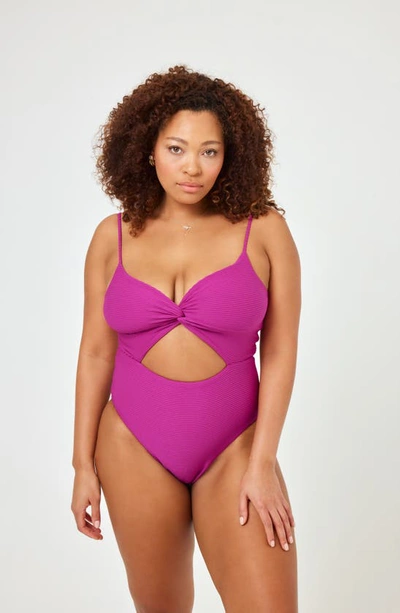 Shop L*space Kyslee Twisted Cutout One-piece Swimsuit In Berry