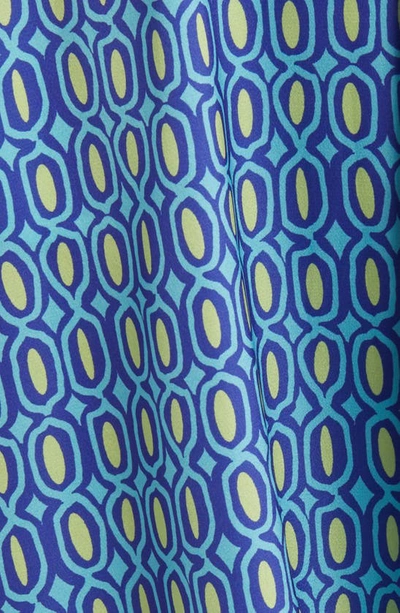 Shop Tahari Asl Geo Print Short Sleeve Midi Shirtdress In Aqua Lime
