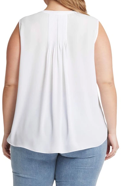 Nydj Print Sleeveless Pleat Back Top In Optic White