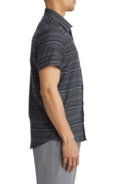 Travis Mathew Final Gambit Short Sleeve Button-up Shirt In Black