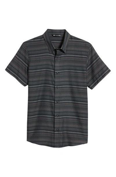 Travis Mathew Final Gambit Short Sleeve Button-up Shirt In Black