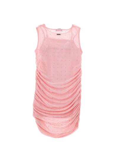 Monnalisa Sheath Dress With Rhinestones In Rosa Fairy Tale