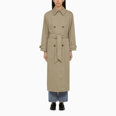 Shop Apc A.p.c. Louise Double-breasted Trench Coat With Belt In Beige