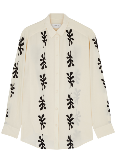 Shop Matteau Printed Silk Shirt In Ivory