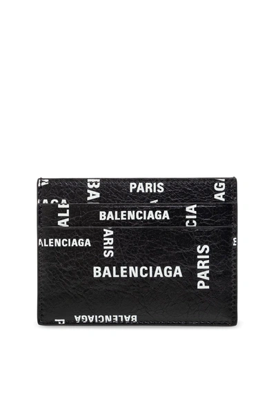 Shop Balenciaga Leather Card Case In Black