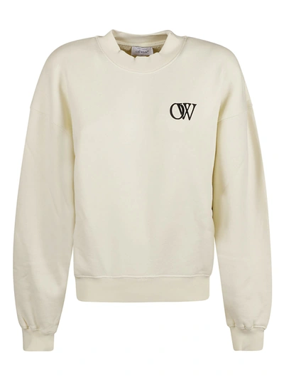 Shop Off-white Flock Oversized Sweatshirt In Beige/black