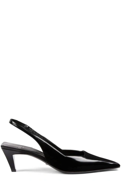 Shop Gucci Pointed-toe Slingback Pumps In Black