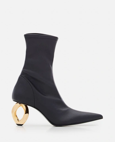 Shop Jw Anderson J.w. Anderson Chain Heel Stretch Ankle Boots In Black