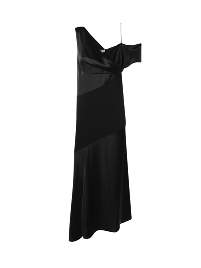 Shop Loewe Asymmetric Draped Dress In Black