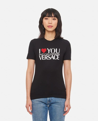 Shop Versace I Love You Jersey T-shirt In Black