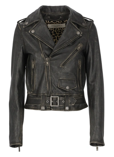 Shop Golden Goose Destiny Slim Leather Jacket In Black