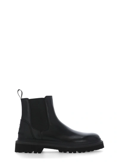 Shop Woolrich Leather Chelsea Boots In Black
