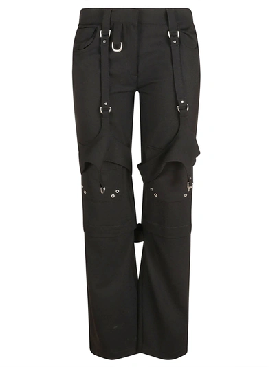 Shop Off-white Wool Blend Cargo Zip Trousers In Black