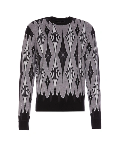 Shop Amiri Argyle Jacquard Sweater In Black