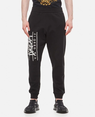 Shop Versace Cotton Sweat Pants In Black