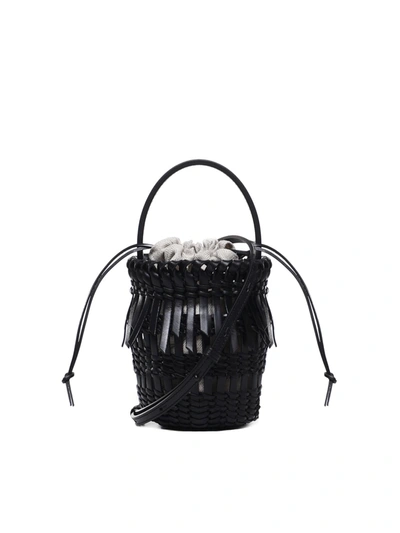 Shop Loewe Small Bucket Bag With Fringes In Calfskin In Black