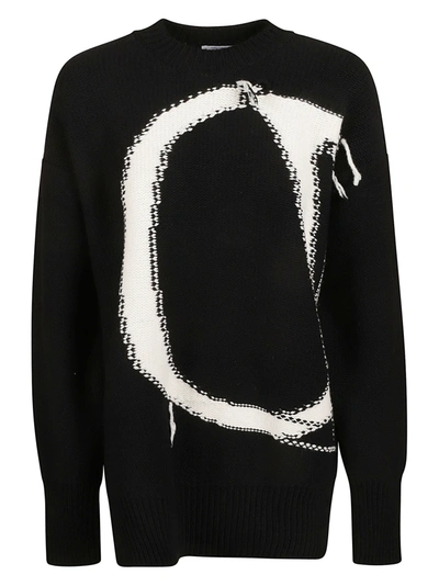 Shop Off-white Maxi Logo Crewneck Sweater In Black/white