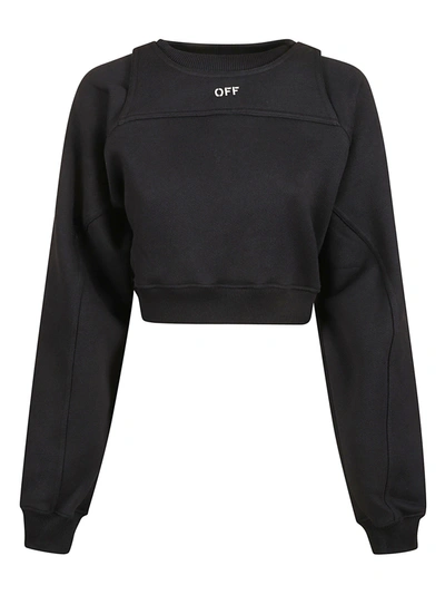 Shop Off-white Off-stamp Round Crop Sweatshirt In Black/white