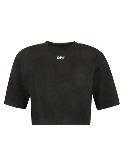Shop Off-white Off-stamp Rib Crop T-shirt In Black/white