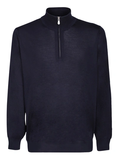 Shop Brunello Cucinelli Zip Fastening Blue Sweater