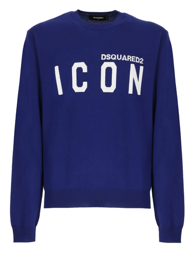 Shop Dsquared2 Be Icon Sweater In Blue