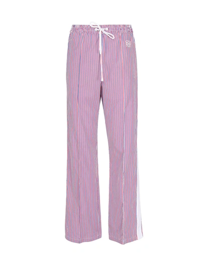 Shop Loewe Striped Cotton Tracksuit Trousers In Blue/red/white