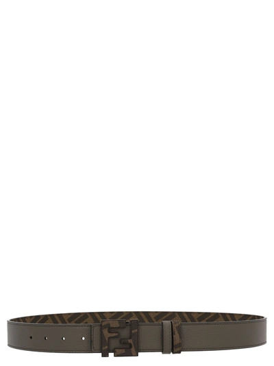 Shop Fendi Ff Reversible Belt In Brown