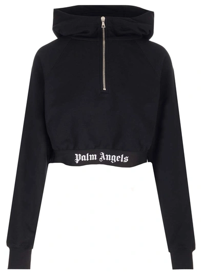 Shop Palm Angels Cropped Hoodie In Default Title