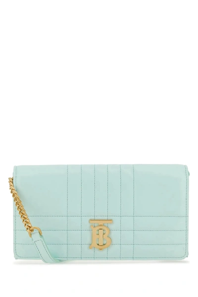 Shop Burberry Sea Green Leather Lola Wallet In Default Title