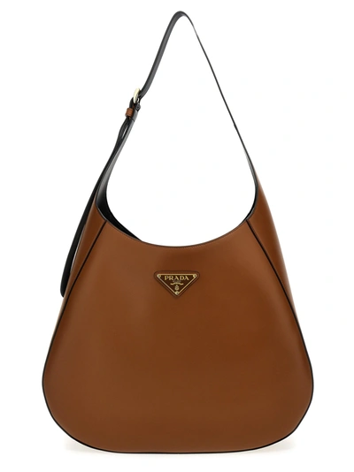 Shop Prada Logo Leather Shoulder Bag In Default Title