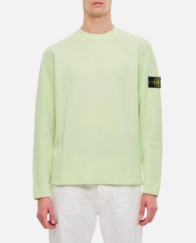 Shop Stone Island Crewneck Sweater Ribbed Cotton In Green