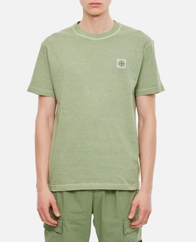 Shop Stone Island Basic Logo T-shirt Cotton Washed In Green