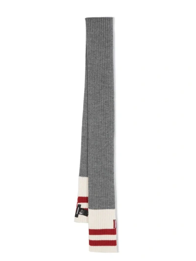 Shop Dsquared2 Knit Scarf In Grey White Red