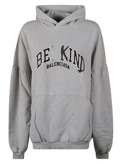 Shop Balenciaga Be Kind Hoodie In Grey/black
