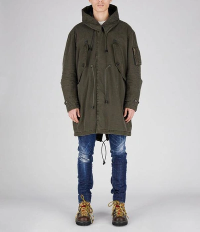 Shop Dsquared2 Coat In Military Green