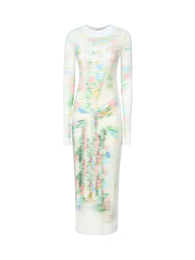 Shop Loewe Blurred Tube Long Dress In Mesh In Multicolor