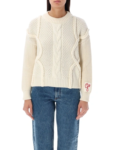 Shop Golden Goose Round-neck Sweater In Natural White