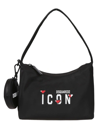 Shop Dsquared2 Be Icon Hobo Bag In Nero