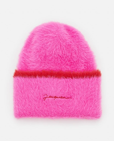 Shop Jacquemus Le Bonnet Neve Beanie Hat In Rose