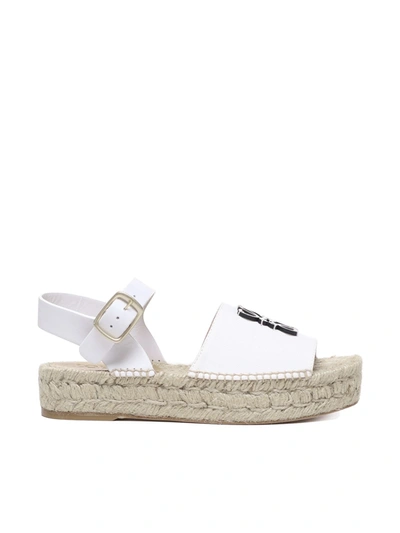 Shop Loewe Anagram Espadrilles In Canvas And Calfskin In White
