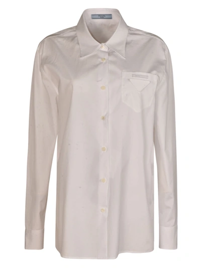 Shop Prada Logo Cotton Shirt In White