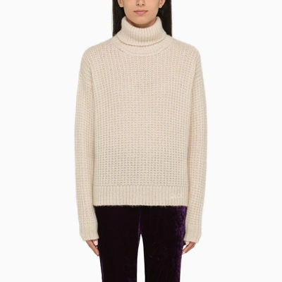 Shop Gucci Ivory Cashmere Turtleneck In White