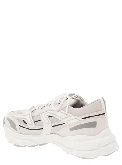 Shop Axel Arigato 'marathon R-trail' White Low Top Sneakers With Logo Detail In Leather Blend Woman