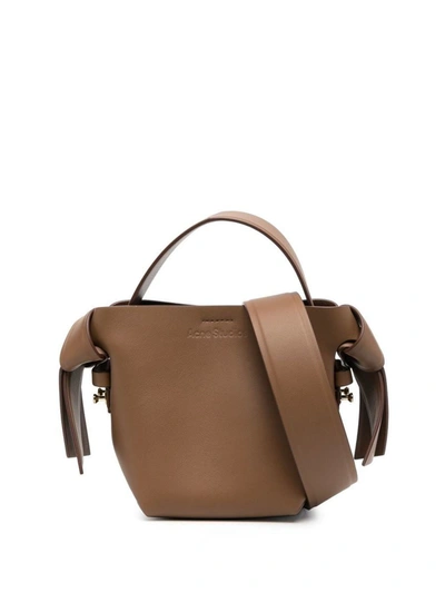 Shop Acne Studios Musubi Micro Leather Handbag In Camel