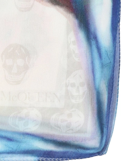 Shop Alexander Mcqueen "solarised Garnet" Silk Scarf In Blue