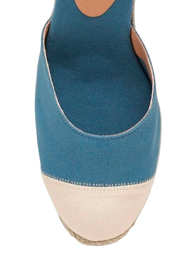 Shop Castaã±er Blue Espardille Carina Sandals With Wedge Heel In Cotton Woman