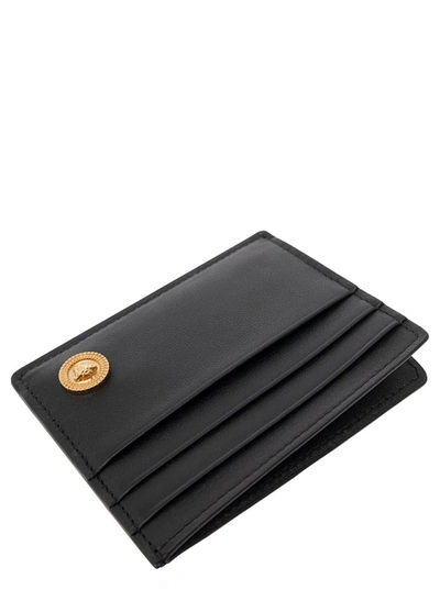 Shop Versace Black Card-holder With Medusa Biggie Detail In Leather Woman